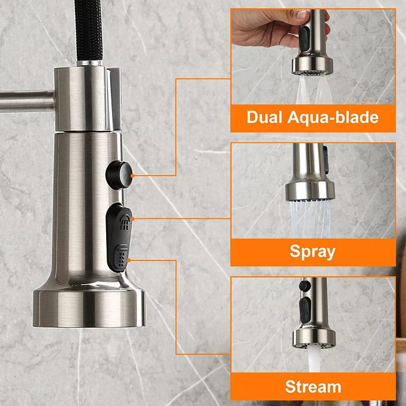 Modern Stainless Steel Brushed Torneira Gourmet Tap Pull Down Kitchen Sink Faucets Pull out Spring Kitchen Faucets