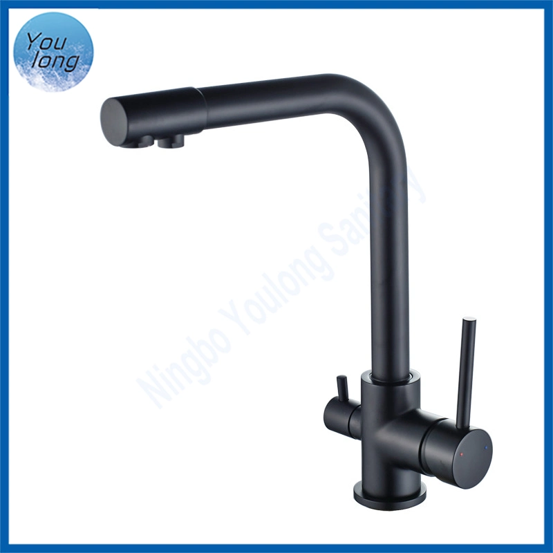 SS304 Hot and Cold Single Handle Kitchen Black Mixer Tap Cheap Faucet