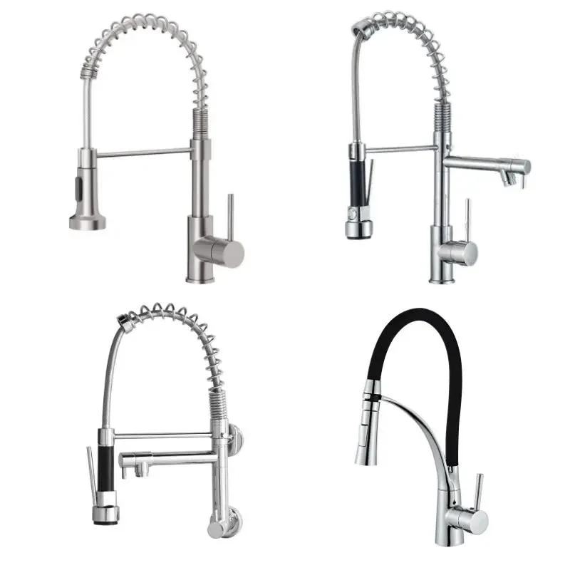 Modern Stainless Steel Brushed Torneira Gourmet Tap Pull Down Kitchen Sink Faucets Pull out Spring Kitchen Faucets