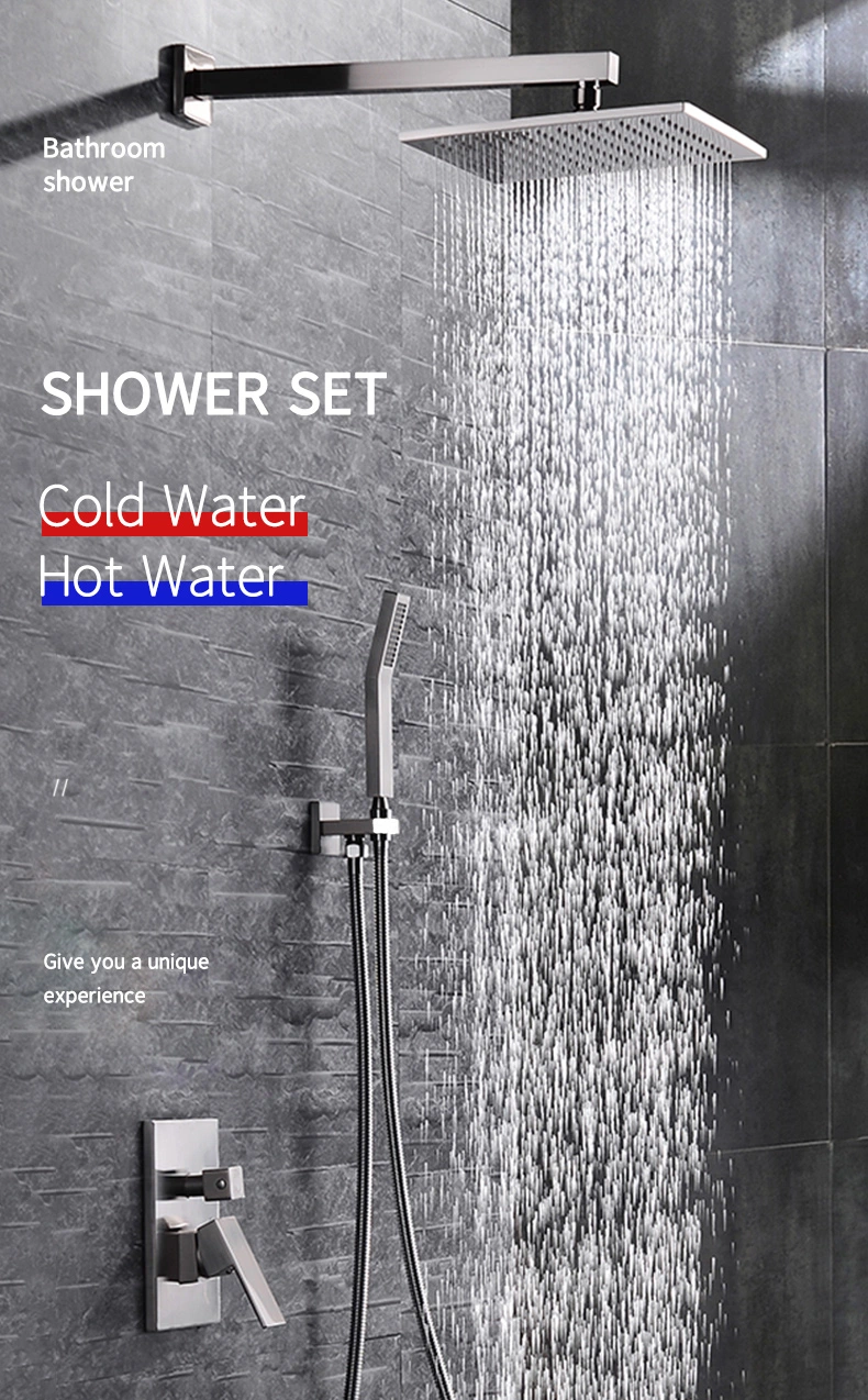 Wall Mount Rainfall Shower Faucet Set Chrome Bathroom Waterfall System Bathroom Shower Set Concealed Shower Set